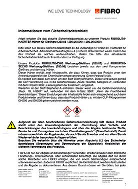 Informationen zum Sicherheitsdatenblatt