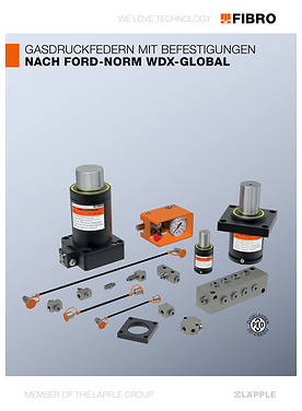 Gasdruckfedern mit Befestigungen nach Ford-Norm WDX-Global | Produktkatalog