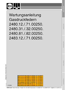 Molle a gas 2480./2483.xx.00250. | Istruzioni di manutenzione