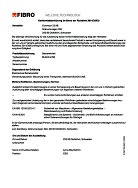 Steuereinheit BLACK LINE 2299.60./62. .12/13 | EG-Konformitätserklärung (Vorlage)