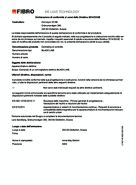 Comando di un convogliatore elettrico BLACK LINE | Dichiarazione di conformità (Modello)