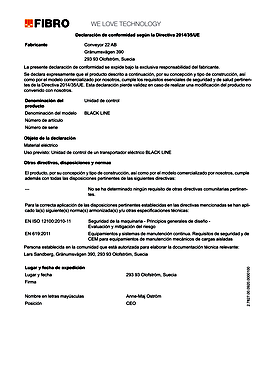 Unidad de control de un transportador eléctrico BLACK LINE | Declaración de conformidad (Plantilla)