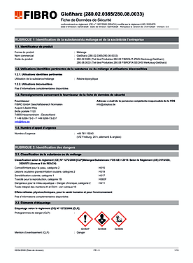 280.02/ 280.08 FIBROLIT® - ZWO Résine à couler pour outillages FIBROFIX® - SECHS Résine à couler pour outillages 