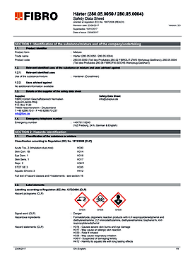280.05. Hardener for FIBROLIT® - ZWO tool casting resin Hardener for FIBROFIX® - SIX tool casting resin