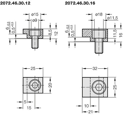 2072.46.30. Držáček vč. Šroubu, dle normy GM