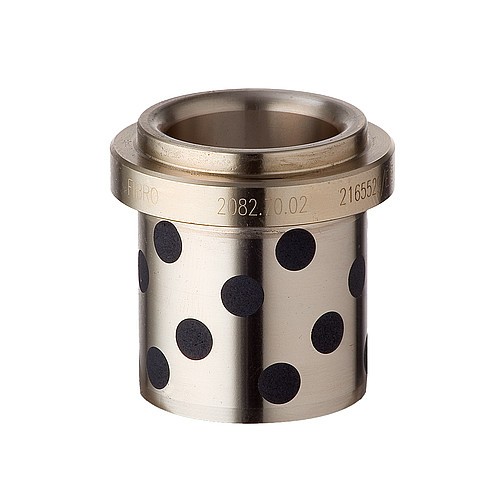 2082.70. Tuleja prowadząca z kołnierzem, Brąz z wkładkami grafitowymi, DIN 9834/ISO 9448