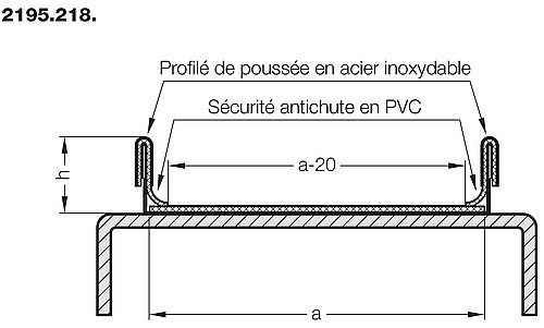 2195.218. Glissière de limitation avec sécurité antichute pour convoyeur à bande