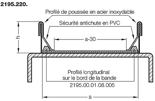 2195.220. Glissière de limitation avec sécurité antichute pour convoyeur à bande