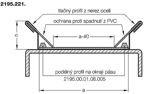 2195.221. Omezovacího vedení s ochranou proti spadnutí pro pásový dopravník