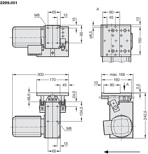 2299.001 Elektromechaniczne urządzenie transportujące, pionowe położenie przekładni