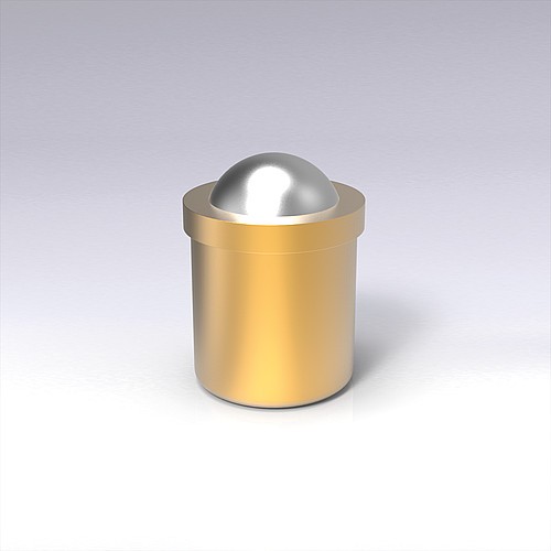 2475.03. Perno de presión con muelle, con bola, ejecución lisa, con valona