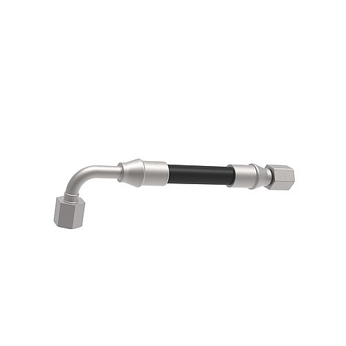 2480.00.25.02.10. Tubo flessibile DN10 con raccordo a cono da 24°, diritto/90°