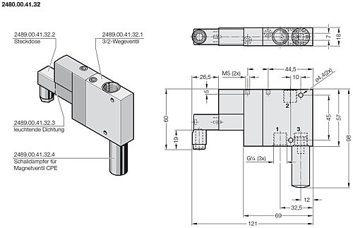 2489.00.41.32 3/2 Wegeventil, elektro-pneumatisch