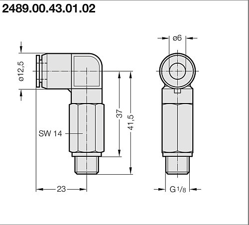 2489.00.43.01.02 Steckverschraubung 90°, drehbar - G1/8