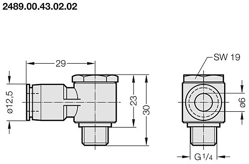 2489.00.43.02. Steckverschraubung 90°, drehbar - G1/4