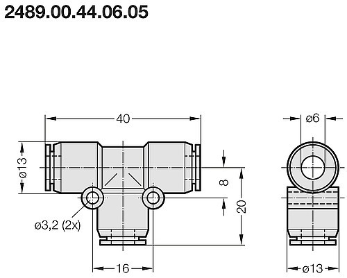 2489.00.44.06.05 T-Steckverbindung (Schlauch zu Schlauch)
