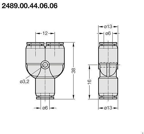 2489.00.44.06.06 Y-Steckverbindung (Schlauch zu Schlauch)