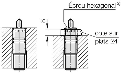 3479.030. Ressort à gaz (Poussoir à ressort) MOULD LINE, à six-pans creux