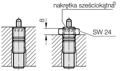 3479.030. Sprężyna gazowa (odklejacz) MOULD LINE, z gniazdem sześciokątnym