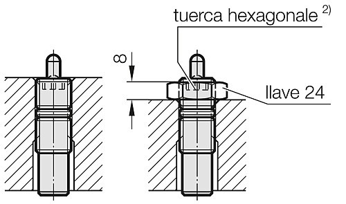 3479.030. Muelle de gas (Perno de presión) MOULD LINE, tipo Allen